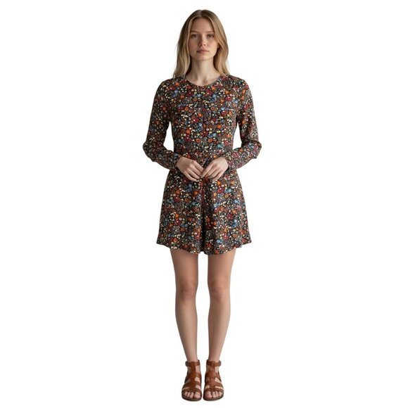 Zara Trafaluc Pants - Zara Trafaluc Floral Button Front Romper Black Long Sleeve Size S Boho